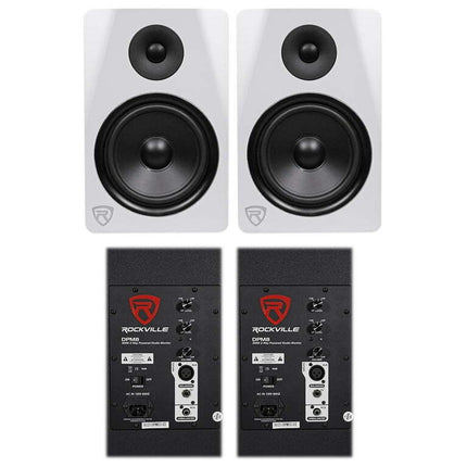 (2) Rockville DPM8W Dual Powered 8" 600 Watt Active Studio Monitor Speakers